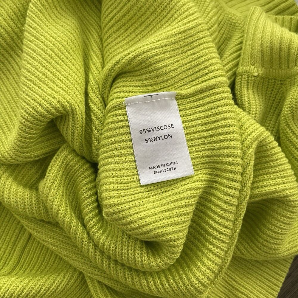 New Lovers+Friends Knit Sweater Size L Lime Green Pullover Off Shoulder Chic - Picture 7 of 7